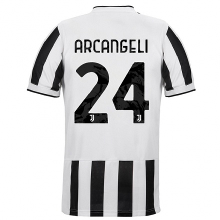 Kinder Fußball Nicole Arcangeli #24 Weiß Schwarz Heimtrikot Trikot 2021/22 T-Shirt