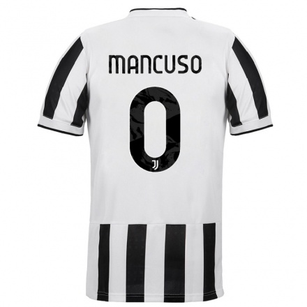 Kinder Fußball Giulia Mancuso #0 Weiß Schwarz Heimtrikot Trikot 2021/22 T-Shirt