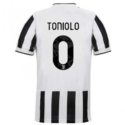 Kinder Fußball Martina Toniolo #0 Weiß Schwarz Heimtrikot Trikot 2021/22 T-Shirt
