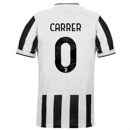 Kinder Fußball Kristin Carrer #0 Weiß Schwarz Heimtrikot Trikot 2021/22 T-Shirt