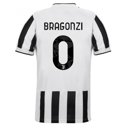 Kinder Fußball Asia Bragonzi #0 Weiß Schwarz Heimtrikot Trikot 2021/22 T-Shirt