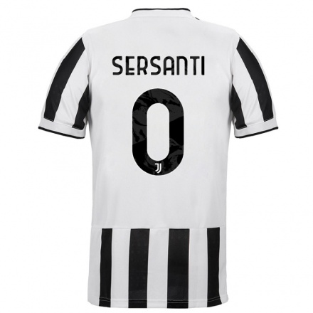 Kinder Fußball Alessandro Sersanti #0 Weiß Schwarz Heimtrikot Trikot 2021/22 T-shirt