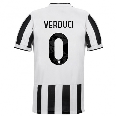 Kinder Fußball Giuseppe Verduci #0 Weiß Schwarz Heimtrikot Trikot 2021/22 T-Shirt