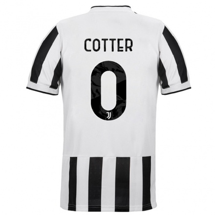 Kinder Fußball Yannick Cotter #0 Weiß Schwarz Heimtrikot Trikot 2021/22 T-Shirt