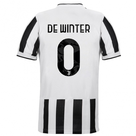 Kinder Fußball Koni De Winter #0 Weiß Schwarz Heimtrikot Trikot 2021/22 T-Shirt