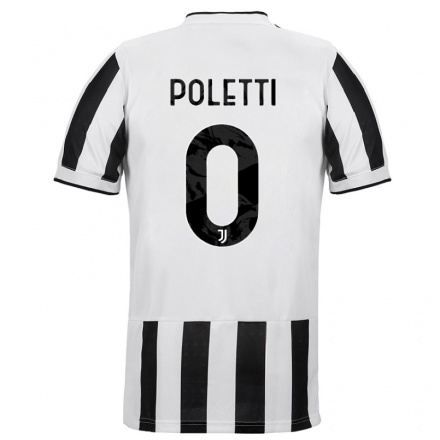 Kinder Fußball Amedeo Poletti #0 Weiß Schwarz Heimtrikot Trikot 2021/22 T-Shirt