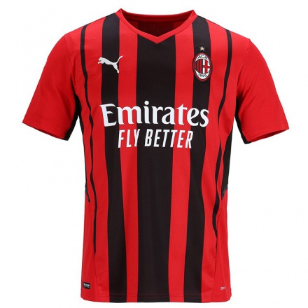 Kinder Fußball Dein Name #0 Rot Schwarz Heimtrikot Trikot 2021/22 T-shirt