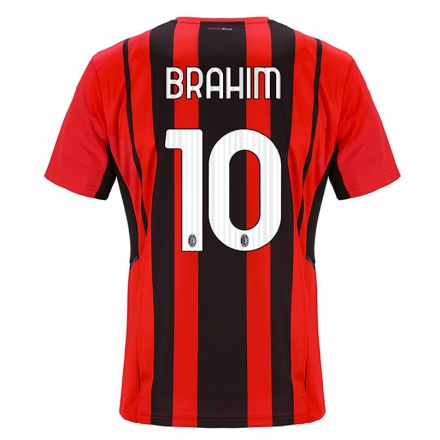 Kinder Fußball Brahim Diaz #10 Rot Schwarz Heimtrikot Trikot 2021/22 T-Shirt
