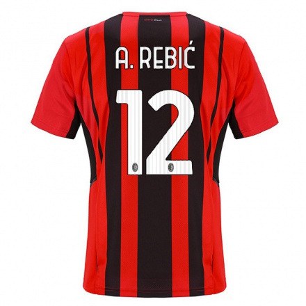 Kinder Fußball Ante Rebic #12 Rot Schwarz Heimtrikot Trikot 2021/22 T-Shirt