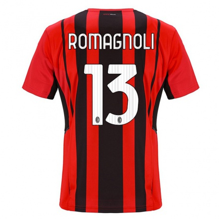 Kinder Fußball Alessio Romagnoli #13 Rot Schwarz Heimtrikot Trikot 2021/22 T-Shirt