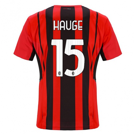 Kinder Fußball Jens Petter Hauge #15 Rot Schwarz Heimtrikot Trikot 2021/22 T-shirt