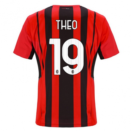 Kinder Fußball Theo Hernandez #19 Rot Schwarz Heimtrikot Trikot 2021/22 T-shirt