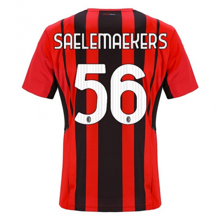 Kinder Fußball Alexis Saelemaekers #56 Rot Schwarz Heimtrikot Trikot 2021/22 T-Shirt