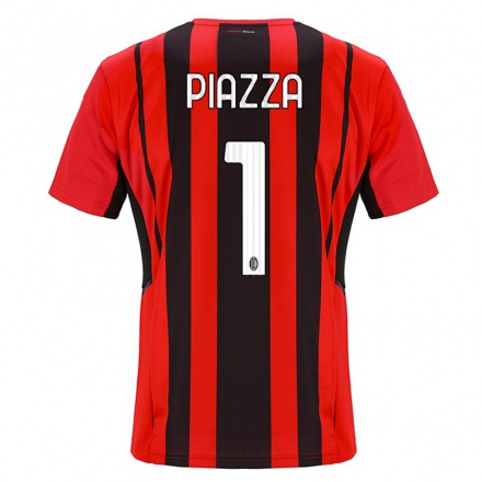 Kinder Fußball Alessia Piazza #1 Rot Schwarz Heimtrikot Trikot 2021/22 T-Shirt