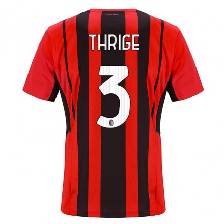 Kinder Fußball Sara Thrige #3 Rot Schwarz Heimtrikot Trikot 2021/22 T-Shirt