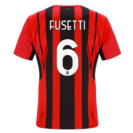 Kinder Fußball Laura Fusetti #6 Rot Schwarz Heimtrikot Trikot 2021/22 T-shirt