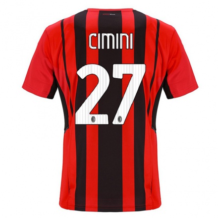 Kinder Fußball Linda Tucceri Cimini #27 Rot Schwarz Heimtrikot Trikot 2021/22 T-Shirt