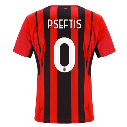 Kinder Fußball Fotios Pseftis #0 Rot Schwarz Heimtrikot Trikot 2021/22 T-shirt