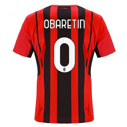 Kinder Fußball Nosa Obaretin #0 Rot Schwarz Heimtrikot Trikot 2021/22 T-Shirt