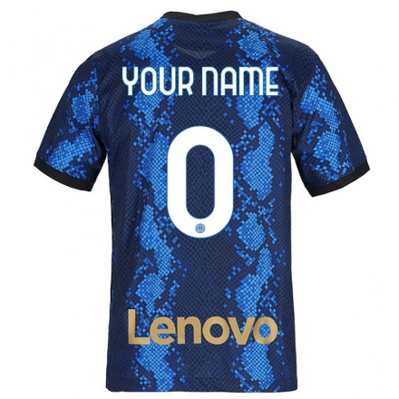 Kinder Fußball Dein Name #0 Dunkelblau Heimtrikot Trikot 2021/22 T-Shirt