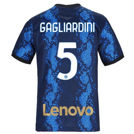 Kinder Fußball Roberto Gagliardini #5 Dunkelblau Heimtrikot Trikot 2021/22 T-Shirt