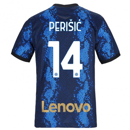 Kinder Fußball Ivan Perisic #14 Dunkelblau Heimtrikot Trikot 2021/22 T-Shirt