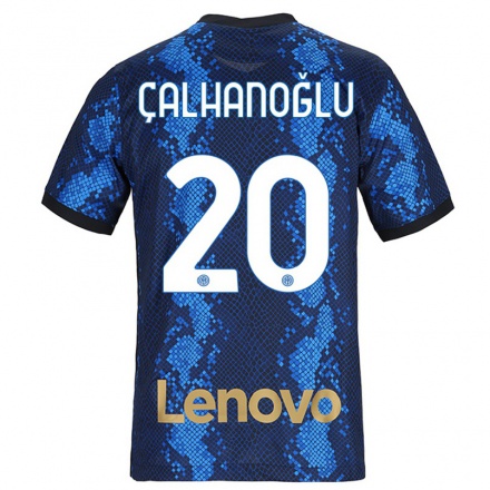 Kinder Fußball Hakan Calhanoglu #20 Dunkelblau Heimtrikot Trikot 2021/22 T-Shirt