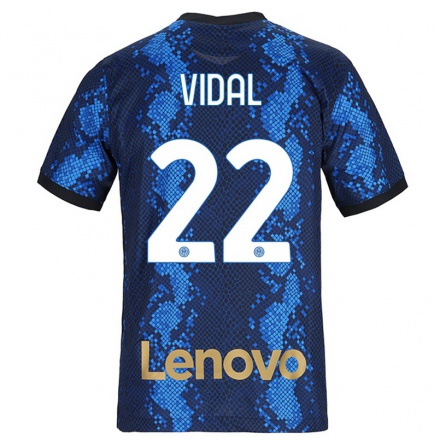 Kinder Fußball Arturo Vidal #22 Dunkelblau Heimtrikot Trikot 2021/22 T-shirt
