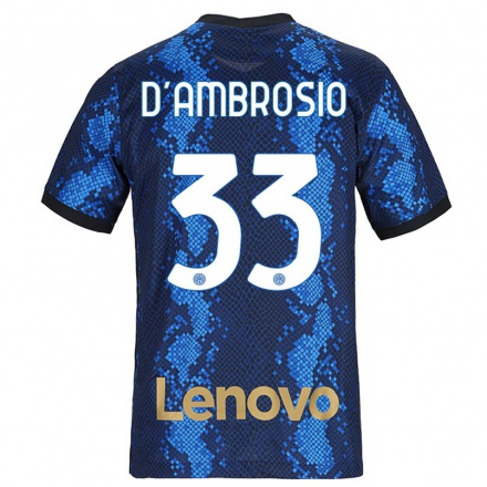 Kinder Fußball Danilo D'ambrosio #33 Dunkelblau Heimtrikot Trikot 2021/22 T-shirt
