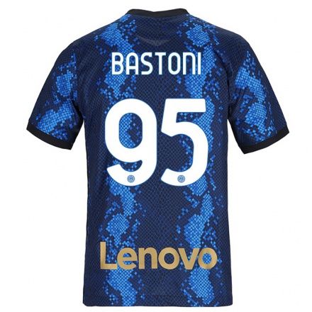 Kinder Fußball Alessandro Bastoni #95 Dunkelblau Heimtrikot Trikot 2021/22 T-shirt