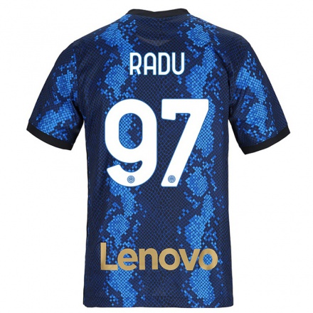 Kinder Fußball Ionut Radu #97 Dunkelblau Heimtrikot Trikot 2021/22 T-shirt