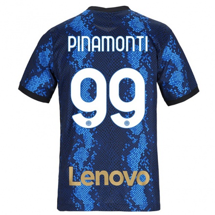 Kinder Fußball Andrea Pinamonti #99 Dunkelblau Heimtrikot Trikot 2021/22 T-Shirt