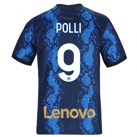 Kinder Fußball Elisa Polli #9 Dunkelblau Heimtrikot Trikot 2021/22 T-Shirt