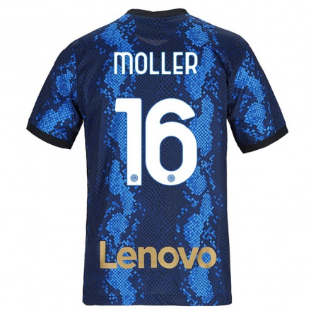 Kinder Fußball Caroline Moller #16 Dunkelblau Heimtrikot Trikot 2021/22 T-shirt
