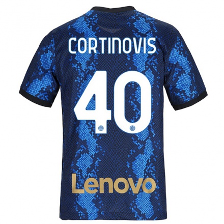 Kinder Fußball Fabio Cortinovis #40 Dunkelblau Heimtrikot Trikot 2021/22 T-shirt