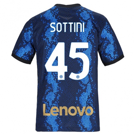 Kinder Fußball Edoardo Sottini #45 Dunkelblau Heimtrikot Trikot 2021/22 T-Shirt