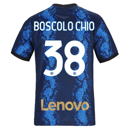 Kinder Fußball Riccardo Boscolo Chio #38 Dunkelblau Heimtrikot Trikot 2021/22 T-Shirt