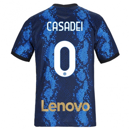Kinder Fußball Cesare Casadei #0 Dunkelblau Heimtrikot Trikot 2021/22 T-Shirt