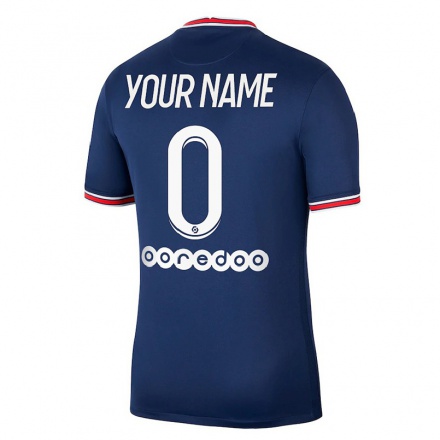 Kinder Fußball Dein Name #0 Dunkelblau Heimtrikot Trikot 2021/22 T-Shirt