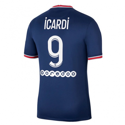 Kinder Fußball Mauro Icardi #9 Dunkelblau Heimtrikot Trikot 2021/22 T-Shirt