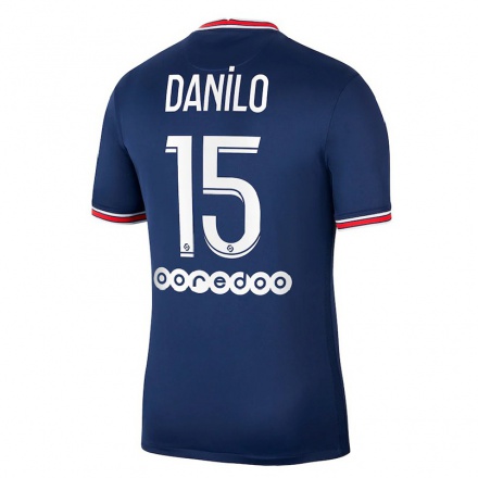 Kinder Fußball Danilo Pereira #15 Dunkelblau Heimtrikot Trikot 2021/22 T-Shirt