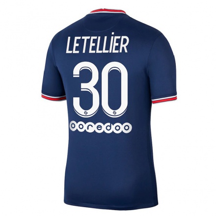 Kinder Fußball Alexandre Letellier #30 Dunkelblau Heimtrikot Trikot 2021/22 T-Shirt