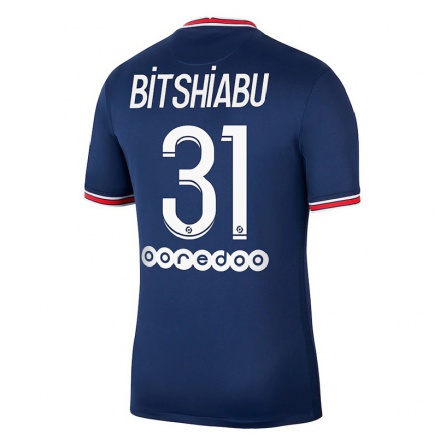Kinder Fußball El Chadaille Bitshiabu #31 Dunkelblau Heimtrikot Trikot 2021/22 T-shirt