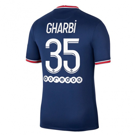 Kinder Fußball Ismael Gharbi #35 Dunkelblau Heimtrikot Trikot 2021/22 T-Shirt