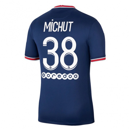 Kinder Fußball Edouard Michut #38 Dunkelblau Heimtrikot Trikot 2021/22 T-Shirt