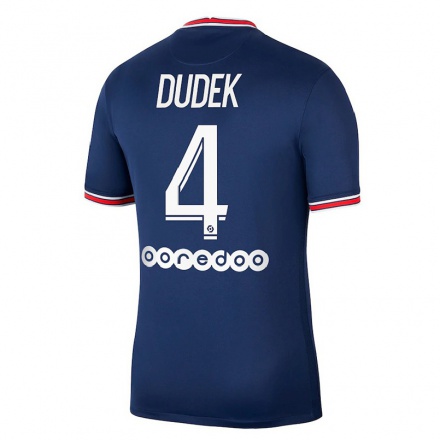 Kinder Fußball Paulina Dudek #4 Dunkelblau Heimtrikot Trikot 2021/22 T-shirt