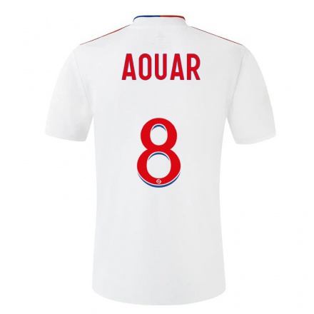 Kinder Fußball Houssem Aouar #8 Weiß Heimtrikot Trikot 2021/22 T-Shirt