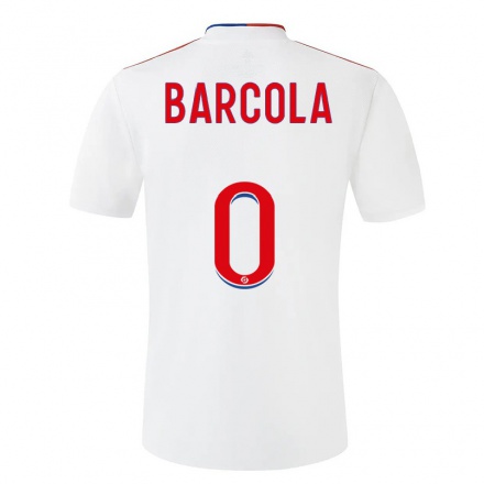 Kinder Fußball Bradley Barcola #0 Weiß Heimtrikot Trikot 2021/22 T-Shirt