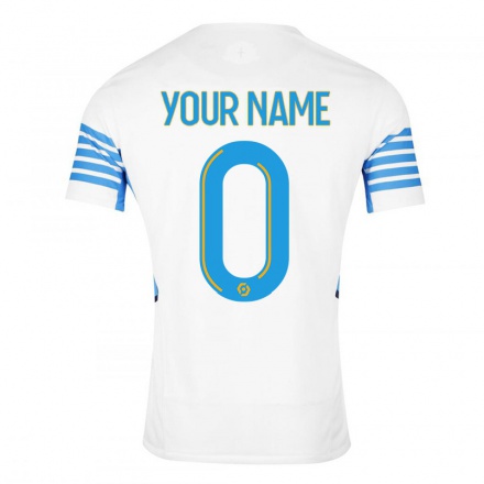 Kinder Fußball Dein Name #0 Weiß Heimtrikot Trikot 2021/22 T-Shirt
