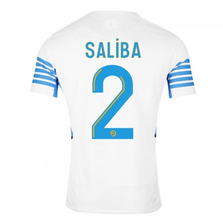 Kinder Fußball William Saliba #2 Weiß Heimtrikot Trikot 2021/22 T-Shirt